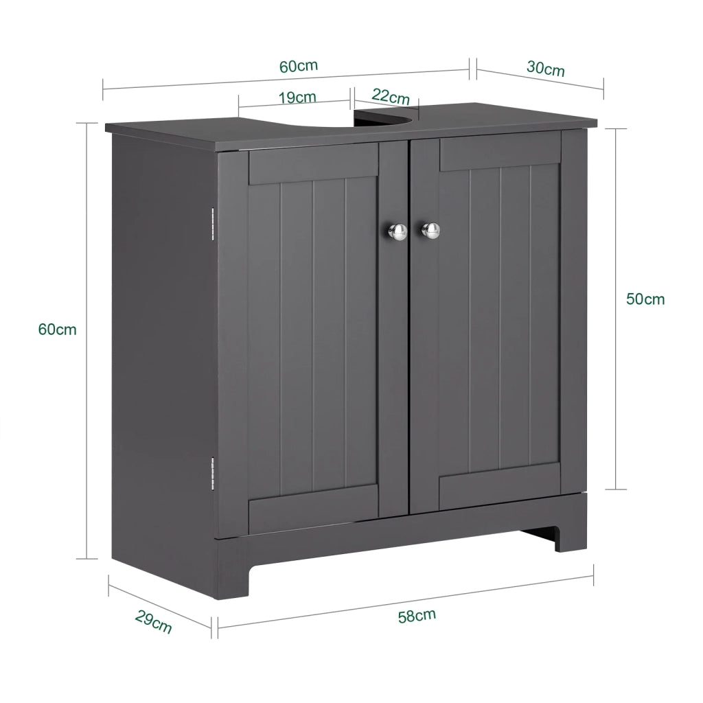 Mobile Sottolavabo Per Bagno Con 2 Ante L60*P30*A60 Cm, BZR18-II-DG SoBuy