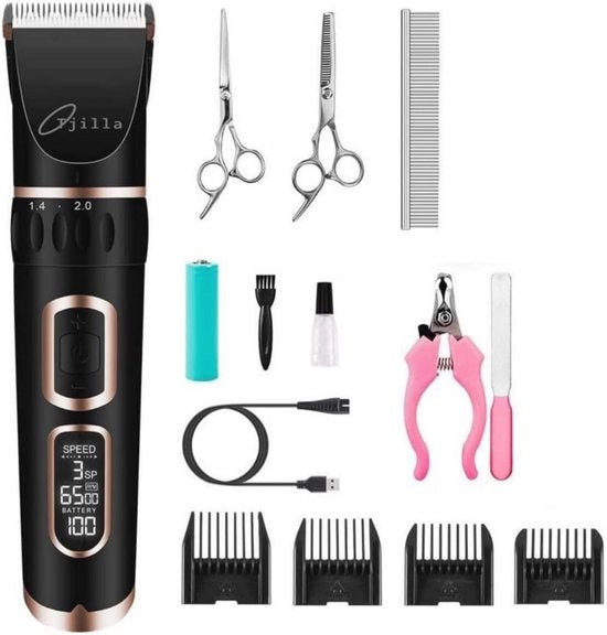 Kit di Tondeggio Professionale per Animali - Trimmer Senza Fili per Cani con Pelo Corto e Lungo