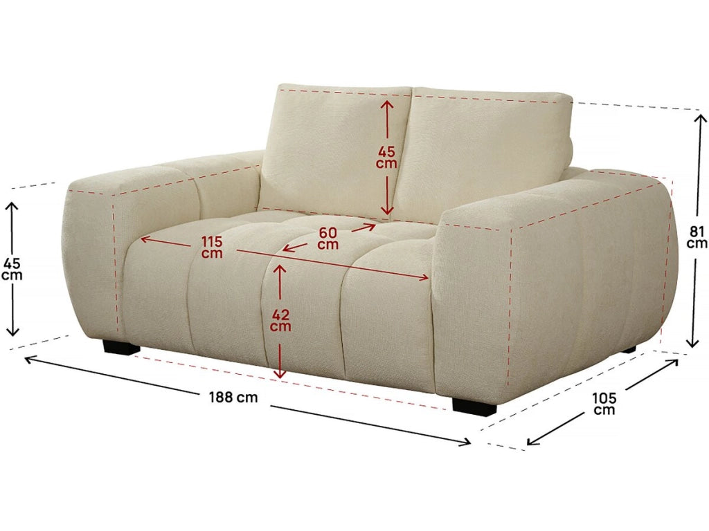 Divano in tessuto ciniglia "Cambon" - 2 posti - Beige