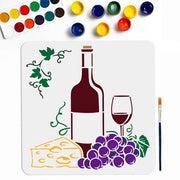Schemi di vino per uva di formaggio 30 × 30 cm - Stencil riutilizzabile - Disegni per parete - Mobili artigianali - Decorazione creativa - Elevate prestazioni a costo ridotto - Schemi