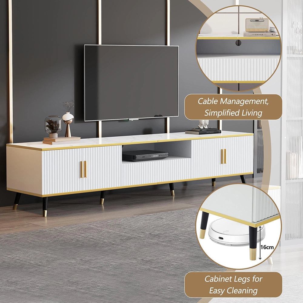 Mobile TV Design Marmo 200x40x46cm - Xylo - 2 Ante e 1 Cassetto, fino a 90"