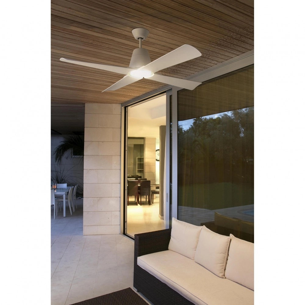 TYPHOON, Ventilatore senza Luce per Esterni, Faro Barcelona Colore Pale: Bianco, Colore: Bianco