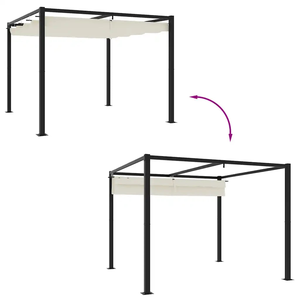 Gazebo da Giardino con Tetto Retrattile Crema 3x3m in Acciaio 4003960
