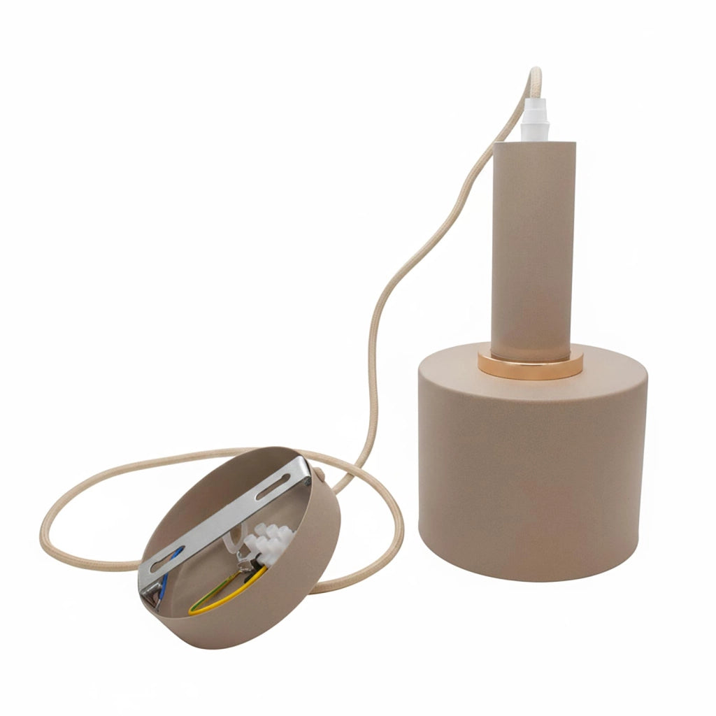 Lampadario moderno a sospensione 1x E27 60W pendente in alluminio tortora altezza regolabile luce tavolo cucina bar ristorante