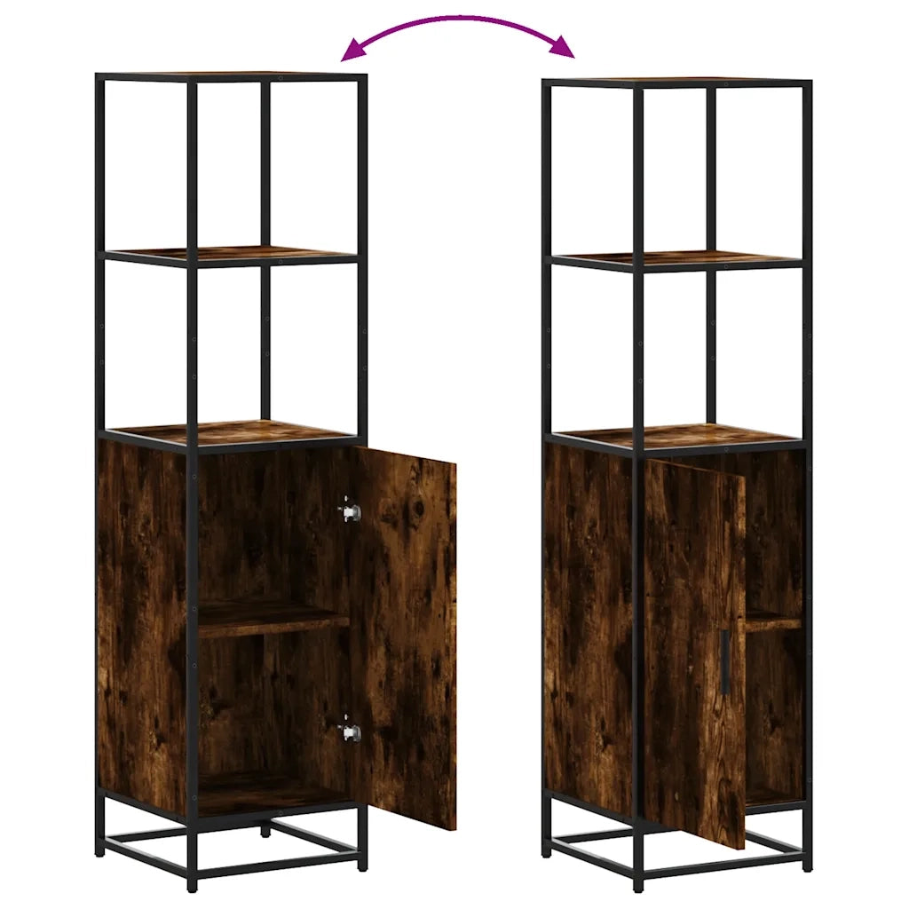 Credenza Rovere Fumo 35,5x35x139 cm Legno Multistrato Metallo