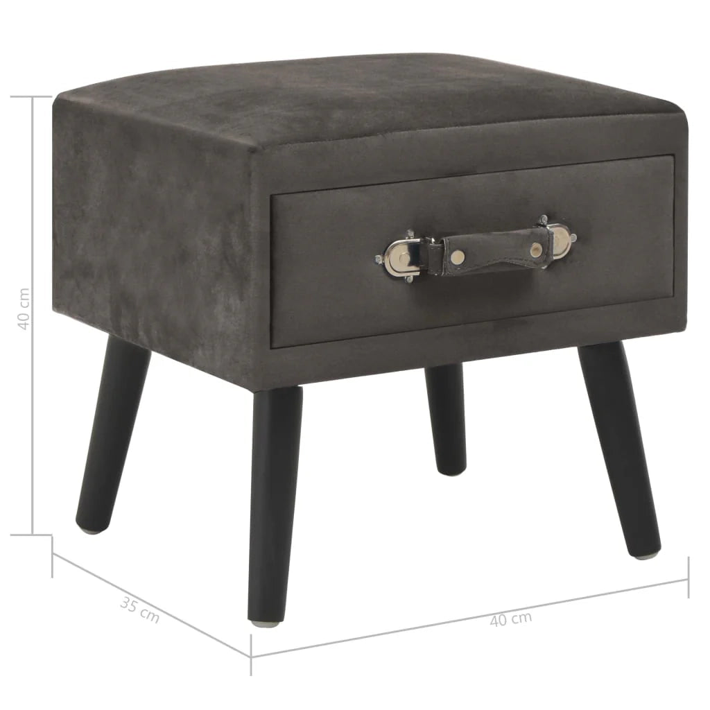 Comodino grigio cassettiera mobile da camera da letto 40x35x40 cm velluto 1402090