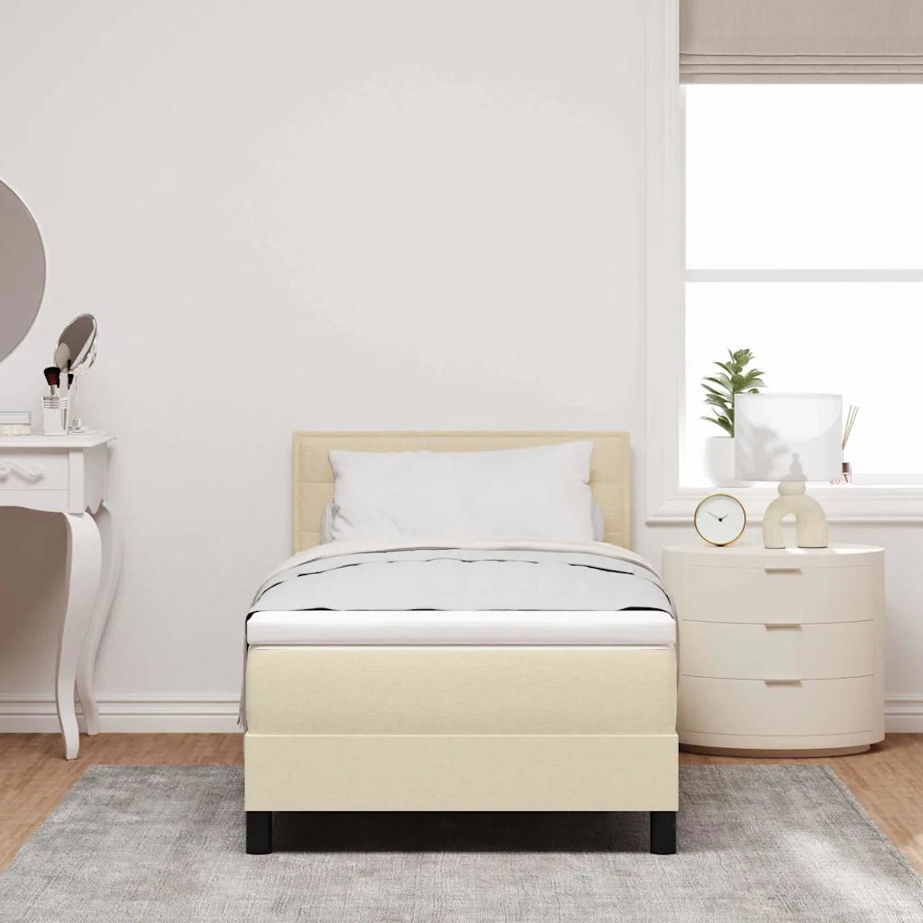 Letto a molle con testiera Crema 80 x 200 cm Tessuto