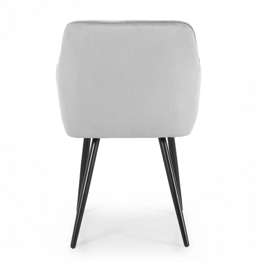 Set di 4 Sedie in velluto trapuntato DIAMANTE Grigio gambe nere