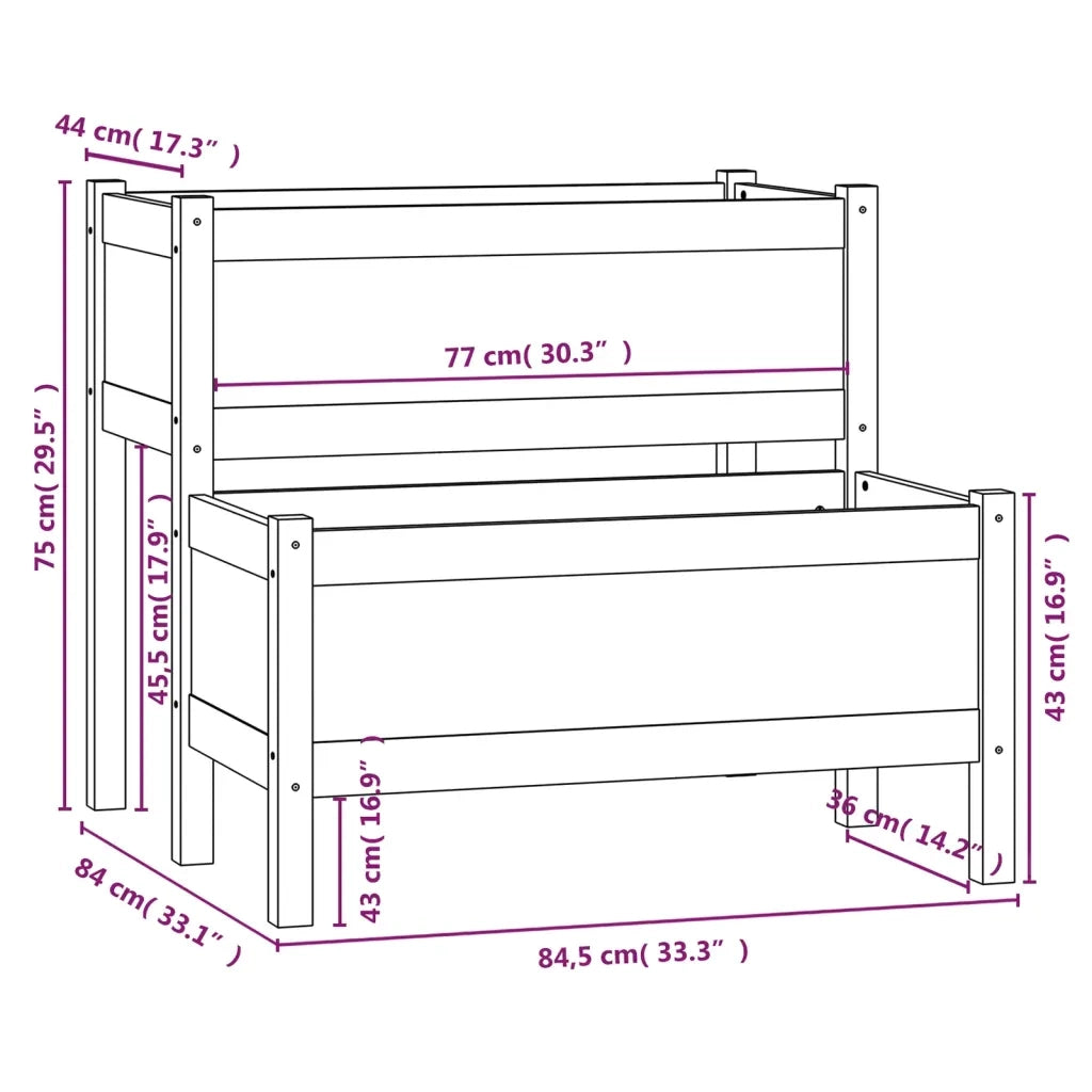 Fioriera Bianca 84,5x84x75 cm in Legno Massello di Pino 822258