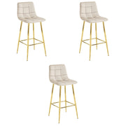 Sgabello Valora TEOTO in velluto beige con gambe dorate per cucina x3