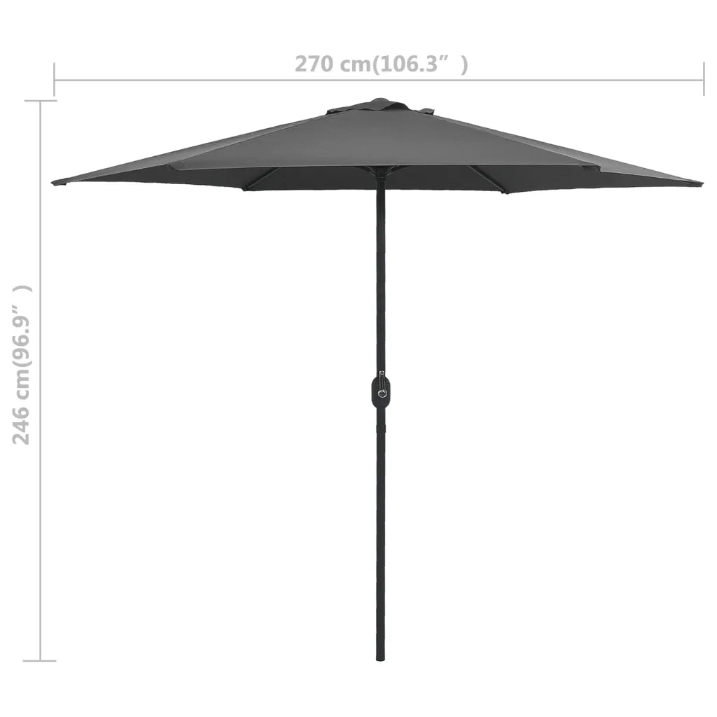 Ombrellone da Esterni con Palo in Alluminio 270x246cm Antracite 47346
