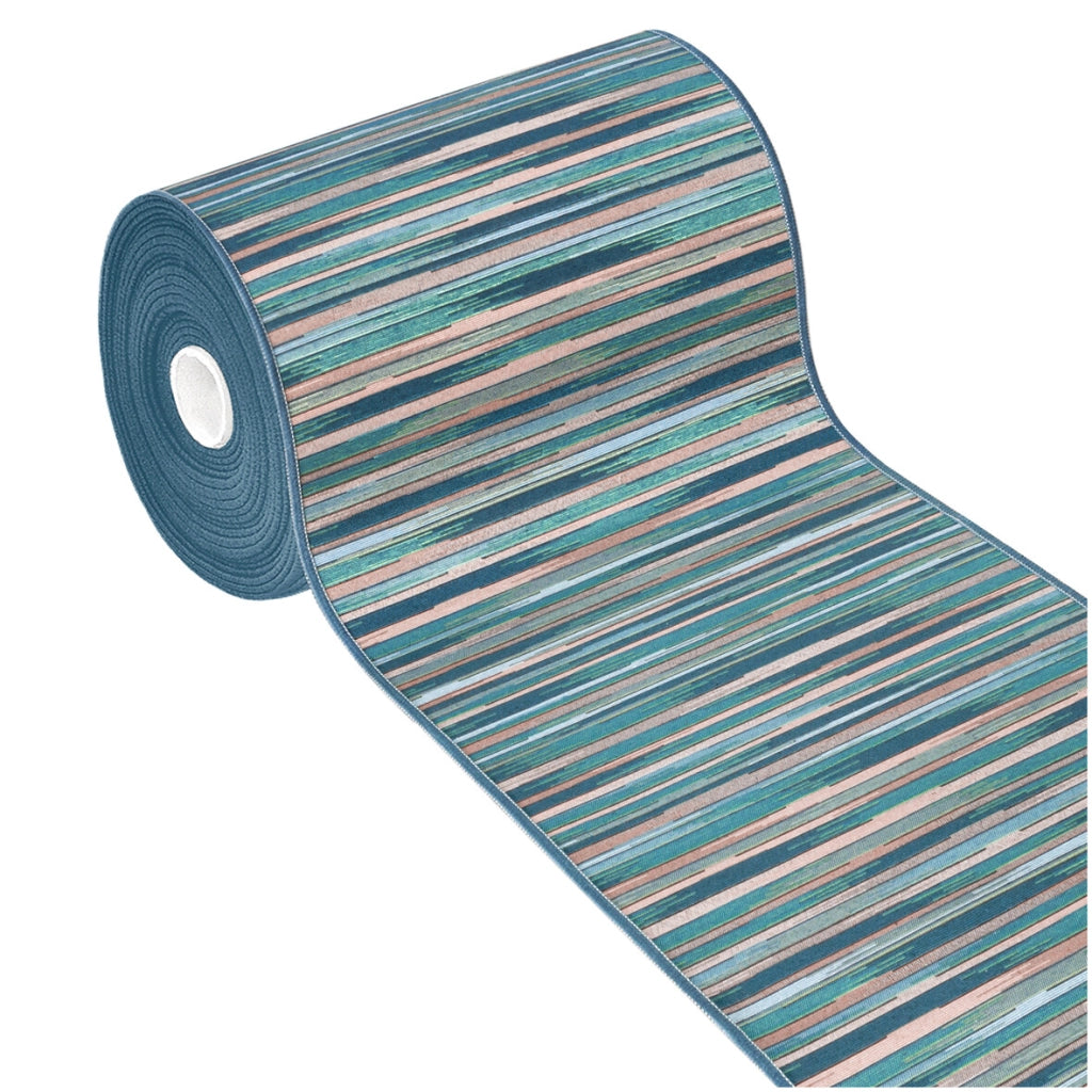 Tappeto Cucina Bordato Tessitura Piatta Bagno Camera Corridoio Stile Bamboo Blu 52x110 cm