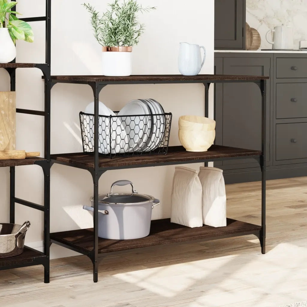 Carrello Cucina Rovere Marrone 102x50x95 cm Legno Multistrato CFW5741053