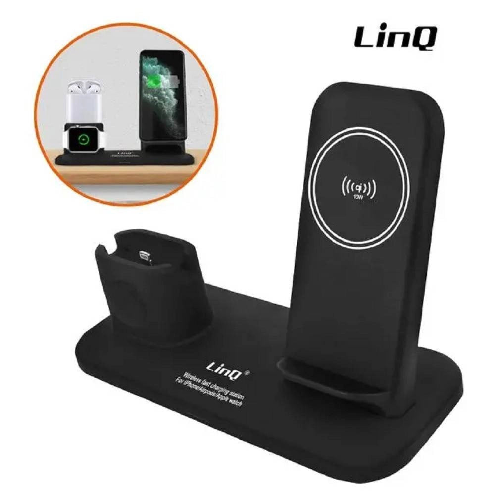 Trade Shop - Stazione Di Ricarica Rapida Wireless 3 In 1 Per Iphone Apple Watch Airpods W8899 -