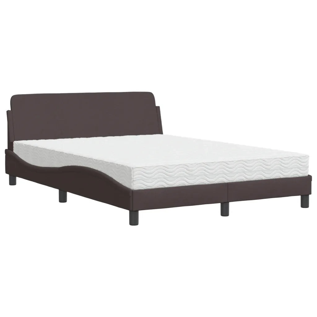 Letto con Materasso Dover Marrone Scuro 140x190cm Tessuto 3208387