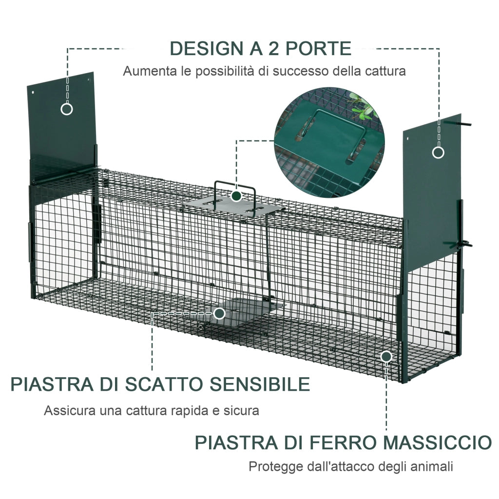 Gabbia per Piccoli Animali con Doppia Porta ¨C zephmum ¨C 100x25x28cm