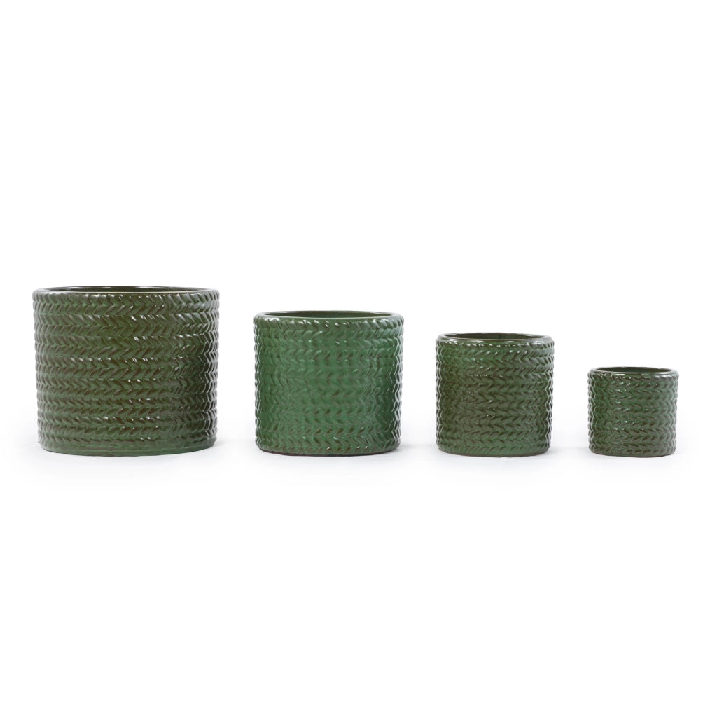 VASI Set da 4 pezzi Ø37/31/24,5/17,5 cm Ceramica Verde Oliva
