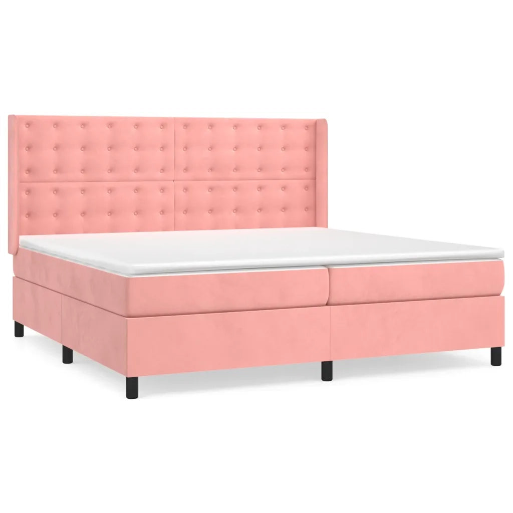 Giroletto a Molle con Materasso Rosa 200x200 cm in Velluto 3132944