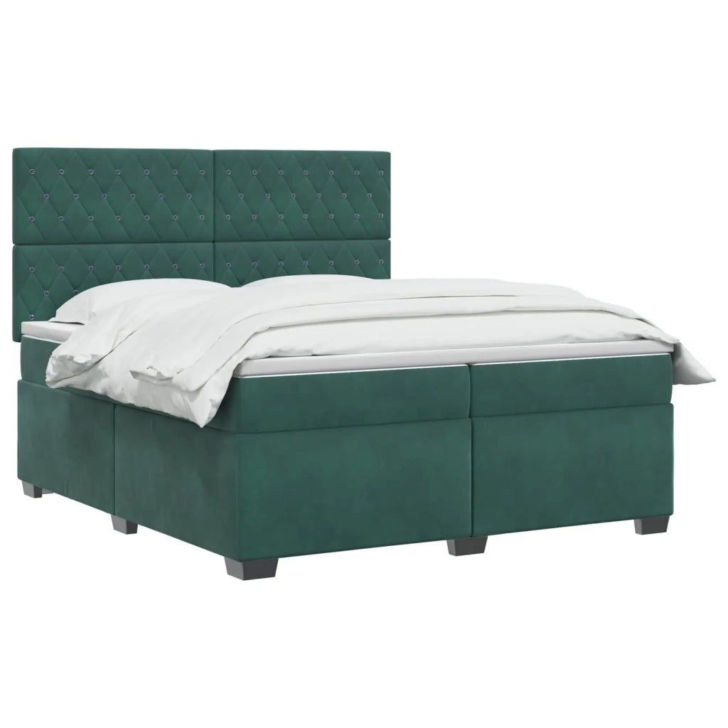Letto box spring con materasso Verde Scuro 200 x 200 cm Velluto 3453707