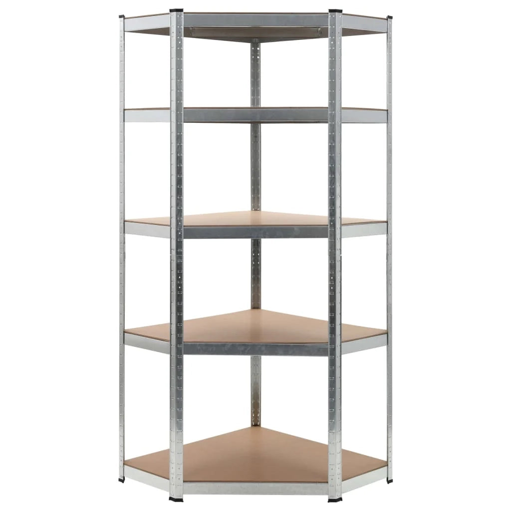 Scaffale portaoggetti per carichi pesanti per officina/garage/attrezzi argento 75 x 75 x 180 cm acciaio e MDF 02_0000701