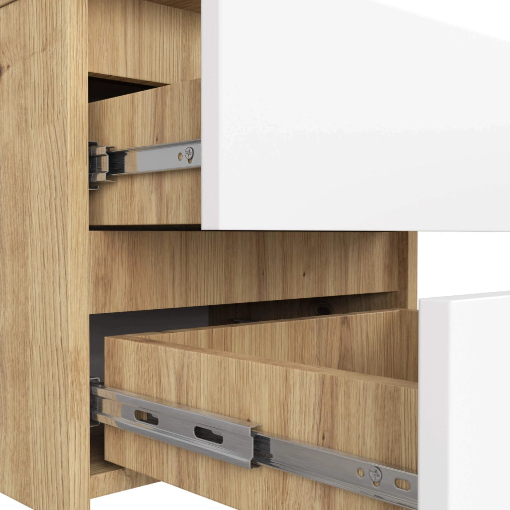 Comodino AKORD CL2 Quercia Artisan 40 cm 2 cassetti inserto frontale Bianco 40x35x40 cm