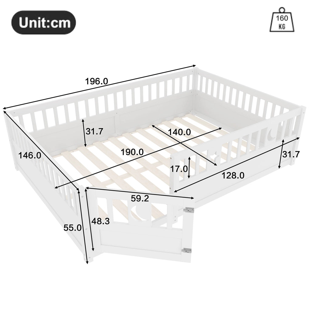 Letto per bambini 140x190 cm con sponde di sicurezza, bianco