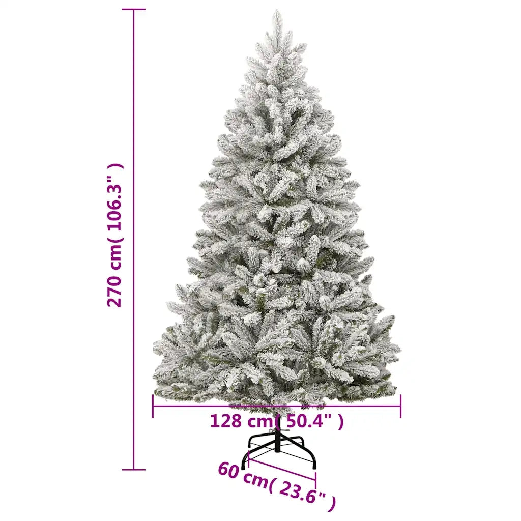 Albero Natale | Decorazioni natalizie Artificiale Incernierato con Neve Fioccata 270 cm