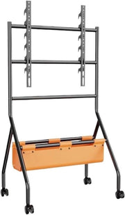 Carrello per TV da 32 a 80 pollici con ruote e tasca in PU, regolabile in altezza, con ruote e tasca in PU, colore nero