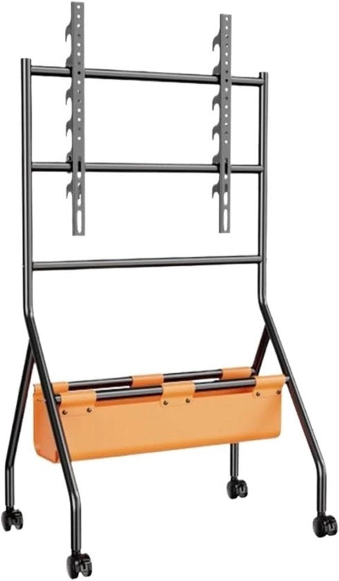 Carrello per TV da 32 a 80 pollici con ruote e tasca in PU, regolabile in altezza, con ruote e tasca in PU, colore nero