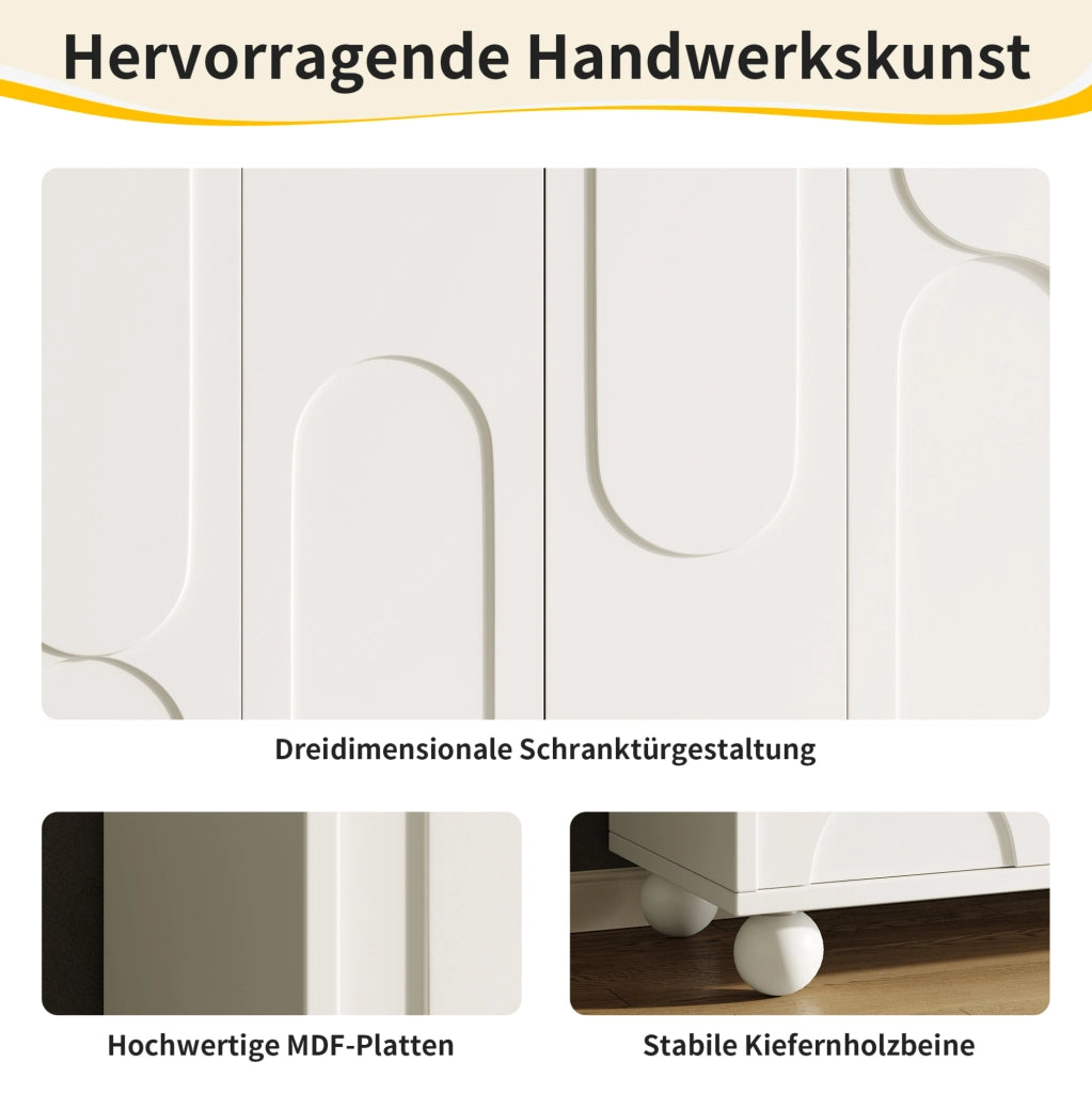 Credenza con chiusura a pressione e ripiano regolabile 120 x 35 x 71 cm; MDF; bianca