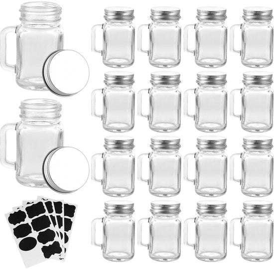 Set di bicchieri da cocktail da 60 ml con tappo e maniglia - Set di 32 pezzi - Bicchieri da cocktail resistenti e pratici