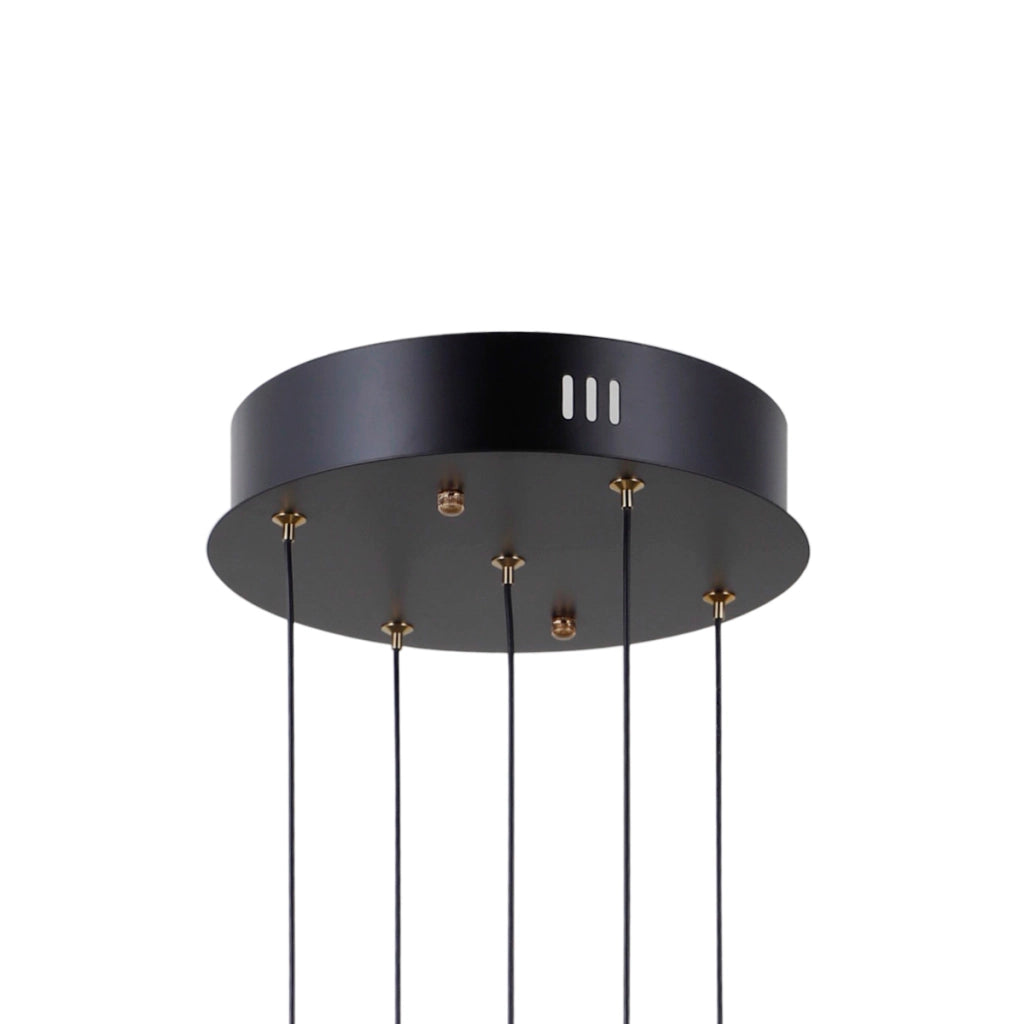 Lampadario MONTIELA tondo nero-oro cupole satinate LED 25W Italux