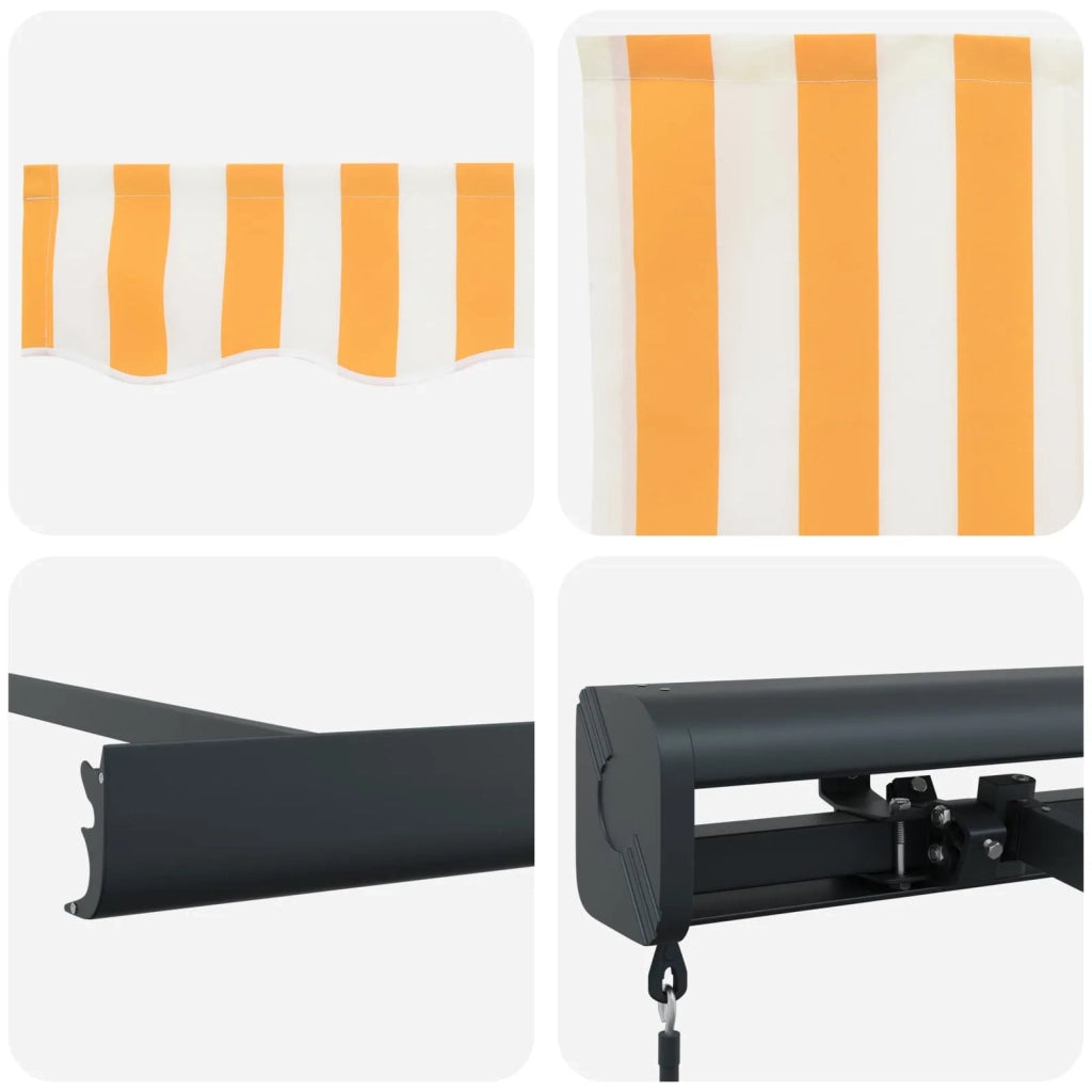Tenda retrattile Giallo e Bianco con Struttura Antracite 3154559