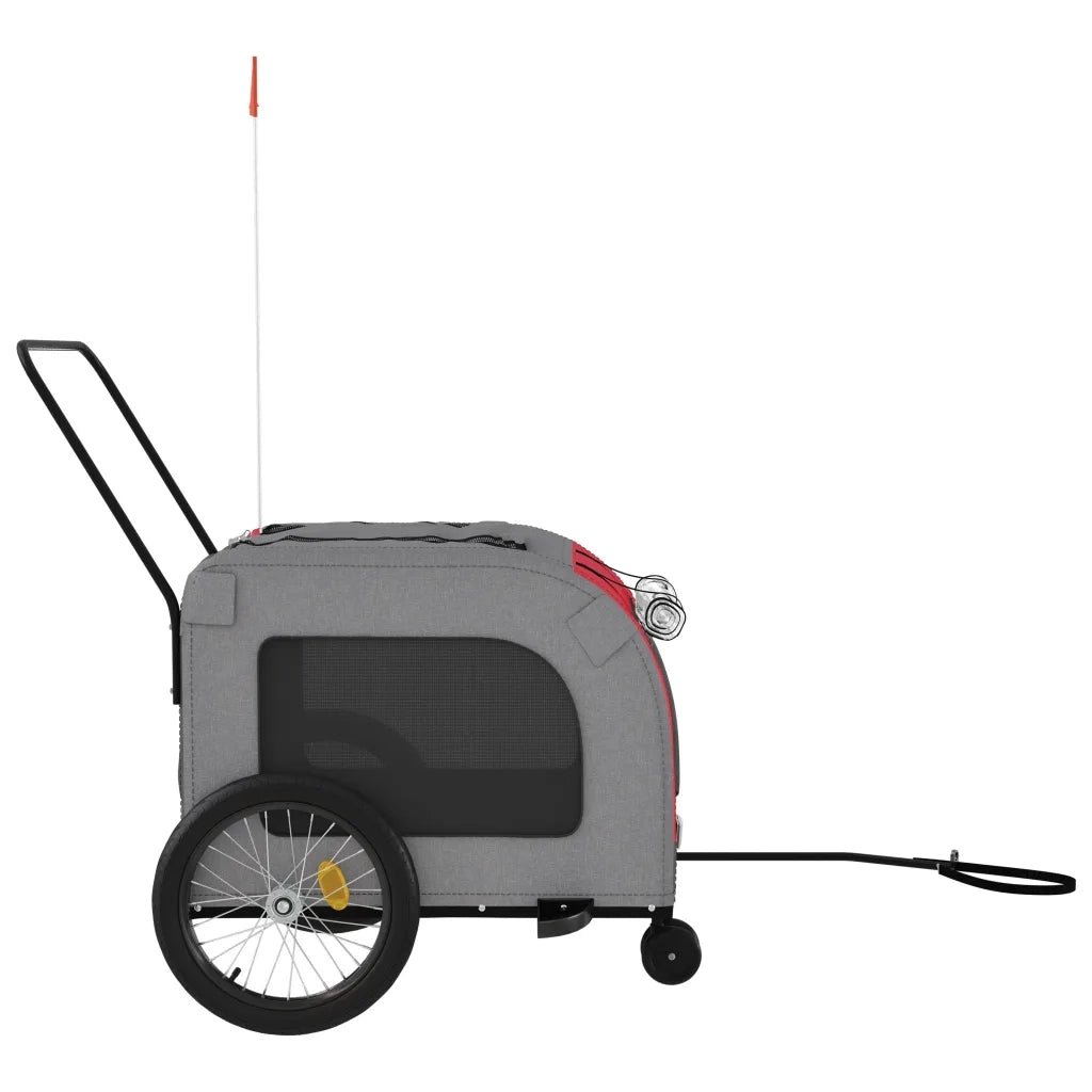 Rimorchio da Bici per Animali Rosso e Grigio Oxford e Ferro 93859