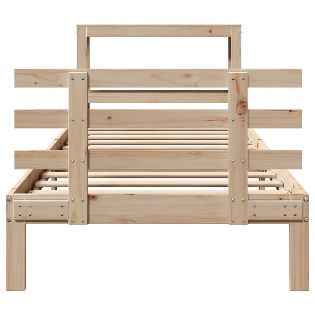 Giroletto con Testiera 75x190 cm in Legno Massello di Pino 3306096