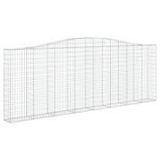 Cesto gabbione recinzione a gabbia muro di contenimento ad arco 400 x 30 x 140/160 cm ferro zincato argento 02_0040073