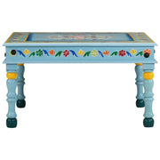 Tavolino Salotto Turchese Dipinto a Mano Legno Massello Mango 353761