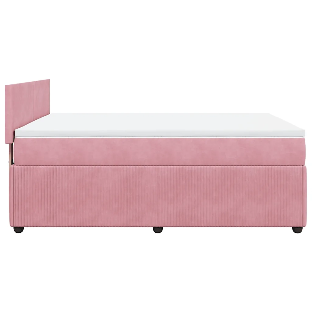 Giroletto a Molle con Materasso Rosa 140x200 cm in Velluto