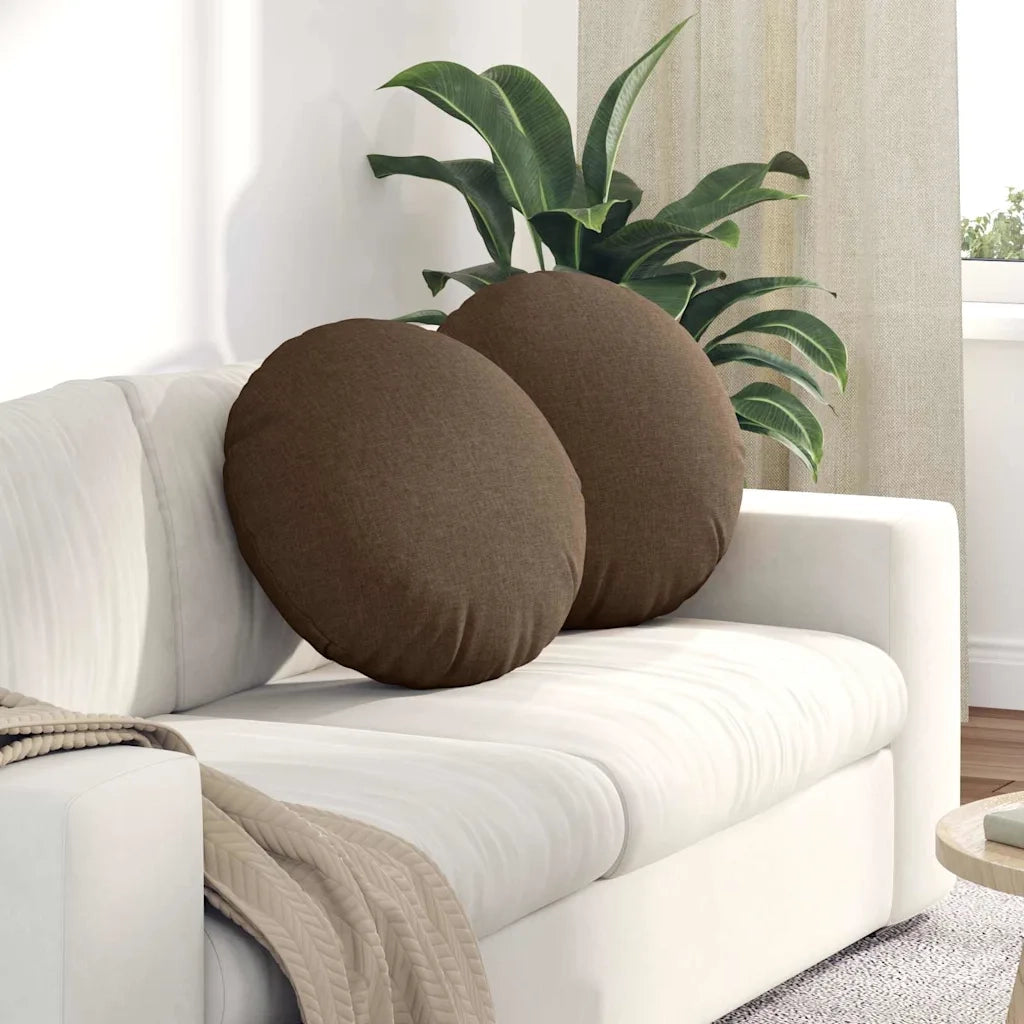 Cuscini per Seduta 2 pcs Marrone Ø50 x 19 cm Tessuto