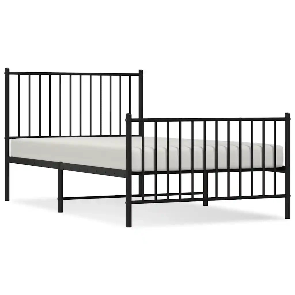 Giroletto con Testiera e Pediera-Struttura Letto Metallo Nero 100x190 cm 419241
