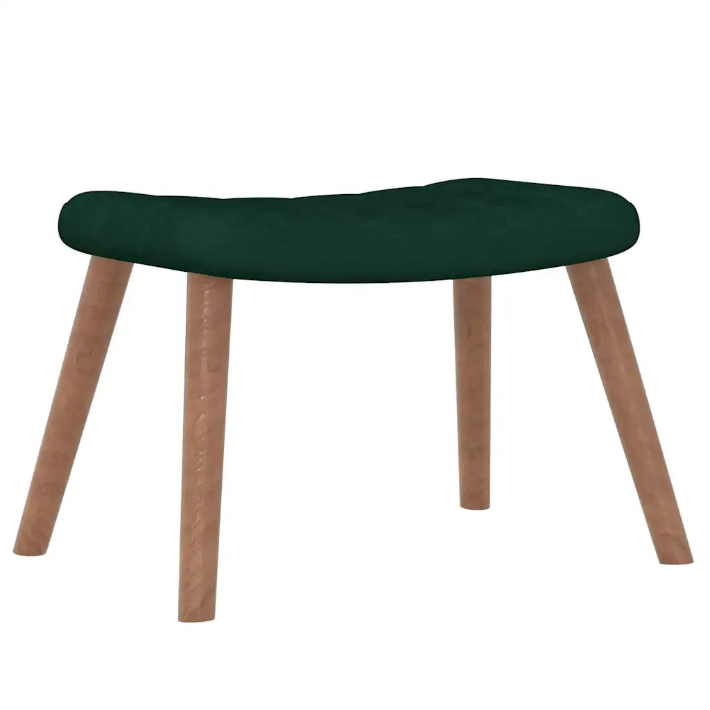 Poltrona a Dondolo | Sedia Relax con Poggiapiedi Verde Scuro in Velluto