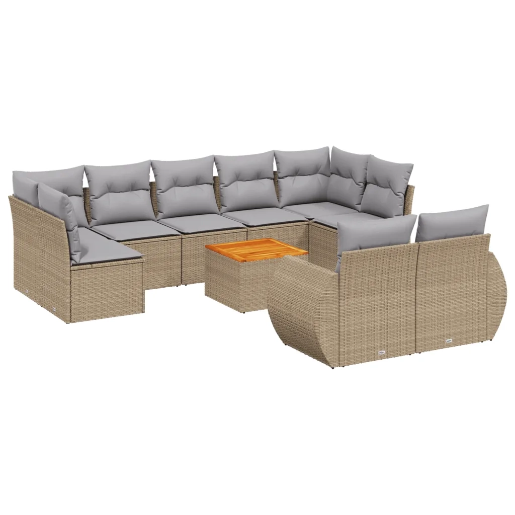 Set Divano da Giardino 10 pz con Cuscini Beige in Polyrattancod mxl 114425