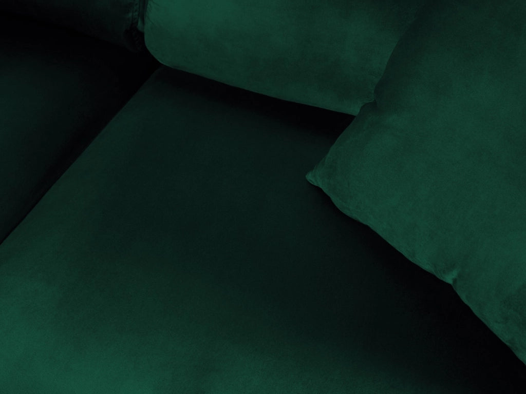 Cosmopolitan Design - Divano convertibile angolare sinistro con contenitore "Kyoto" 5 posti in velluto verde bottiglia 