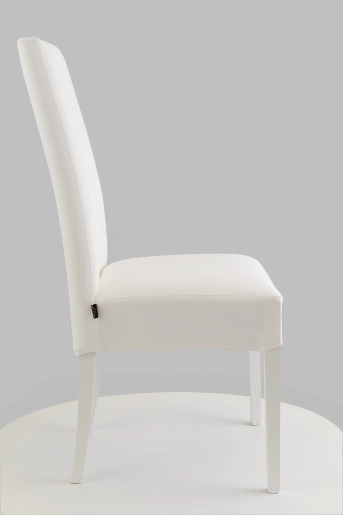 Set 4 sedie Luisa Tommychairs, struttura in faggio bianco, seduta e schienale imbottiti e rivestiti in pelle artificiale