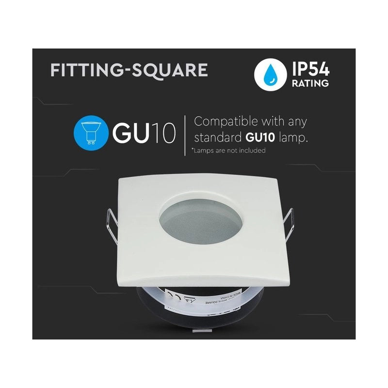 Porta Faretto Led GU10 MR16 Incasso Quadrato Colore Bianco Impermeabile IP54 SKU-3615