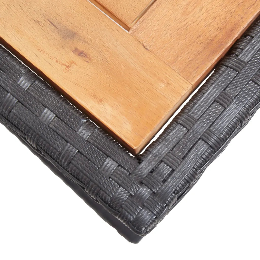 Tavolo da Giardino Nero cm in Massello di Acacia e Polyrattan 46456