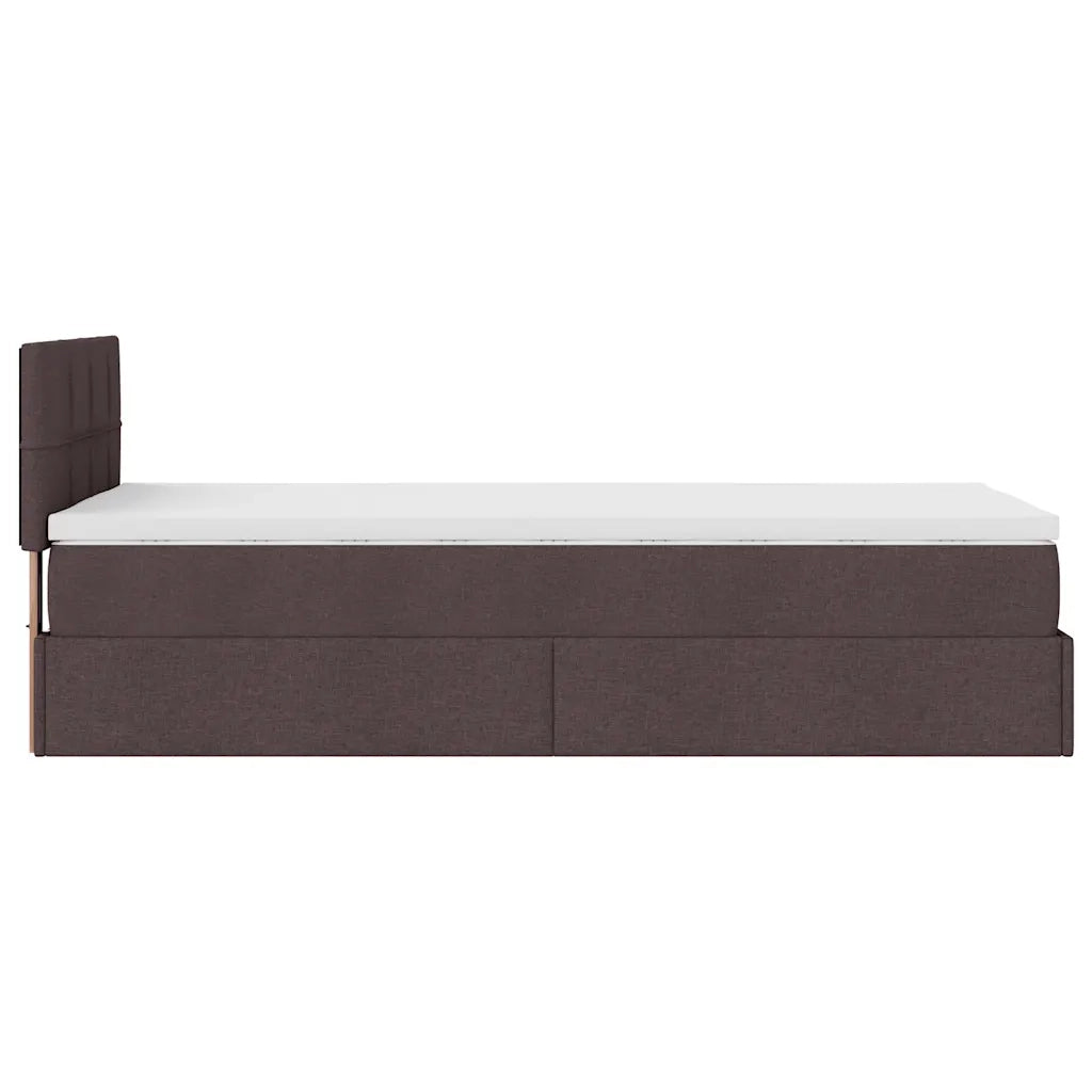 Pouf Letto con Materasso Marrone Scuro 100x200 cm in Tessuto 3311438