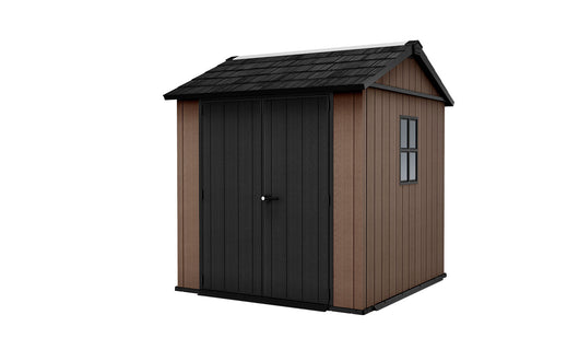 Casetta Box da Giardino 230x223,8x246 cm Newton Plus 757/775 Doppia Opzione Montaggio in Resina Evotech+ Marrone