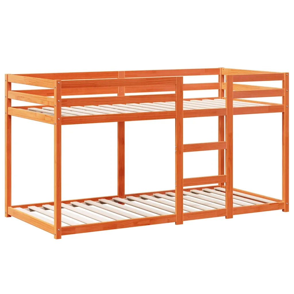 Letto a Castello con Tetto Marrone Cera 75x190 cm Massello Pino