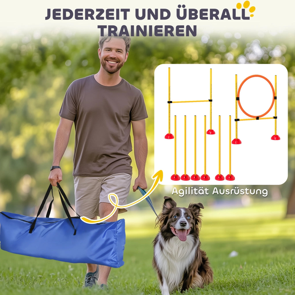 Set Agility per Cani 3 Pezzi ¨C Xylo ¨C Ostacoli con Pali Slalom Riempibili